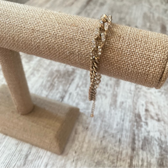 Gold Rhinestone Chain Bracelet - Picture 2 of 3